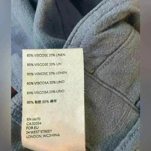 We The Free Linen Blend High Rise Pants Women size 27 Pleated Front Blue - Picture 4 of 4